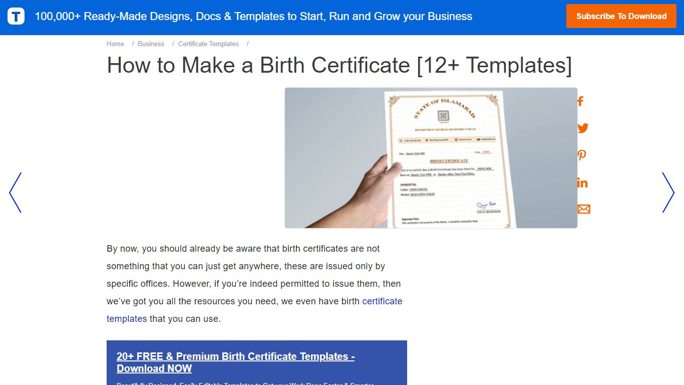 How to Make a Birth Certificate [12+ Templates] | Free & Premium Templates